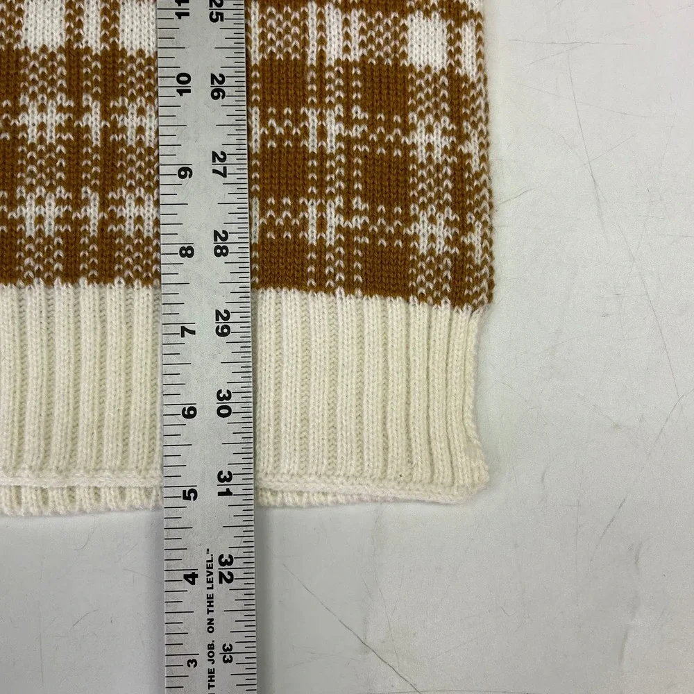 Timberland‎ Mens Plaid Knit Scarf Wheat Logo Patch Ribbed Trim NWT
